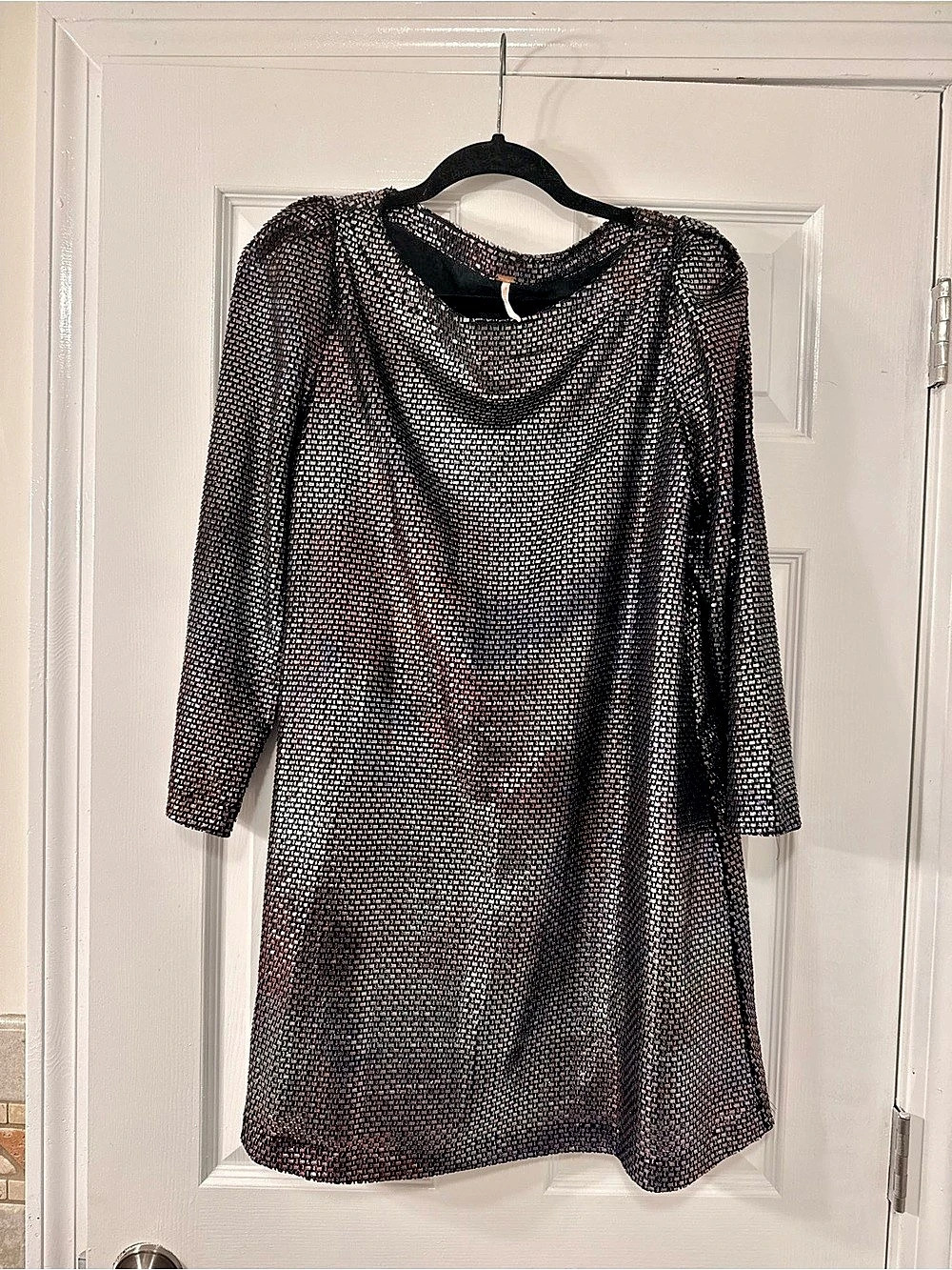 Free People Mini Dress in Black & Multicolor Size Small